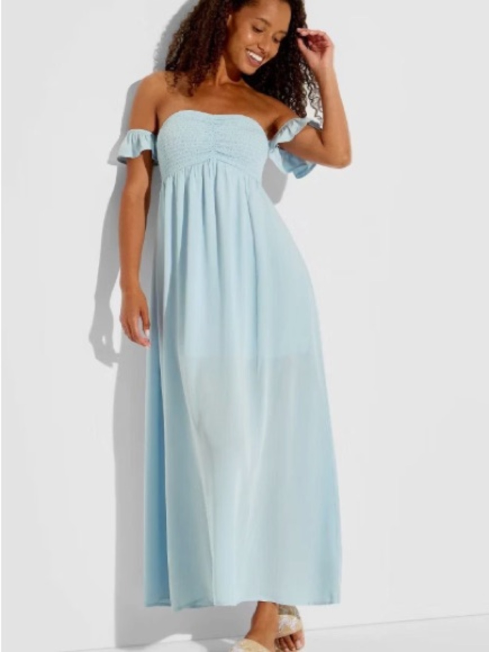 Women's Smocked Flutter Sleeve Maxi Dress - Wild Fable Blue